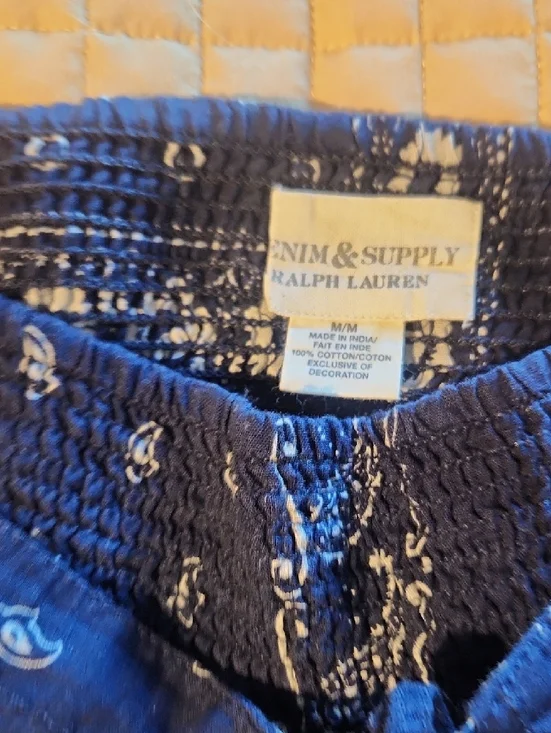 Denim & Supply By Ralph Lauren Navy Bandana Print Smocked Waist Pants - Picture 3 of 8